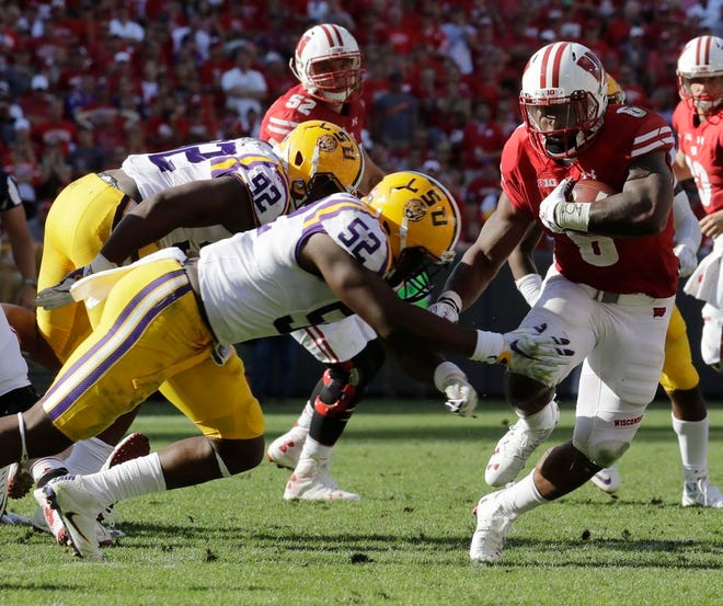 Wisconsin's Corey Clement runs during the second half against LSU on Saturday, Sept. 3, 2016, in Green Bay, Wis. Wisconsin won 16-14. (AP Photo/Morry Gash)