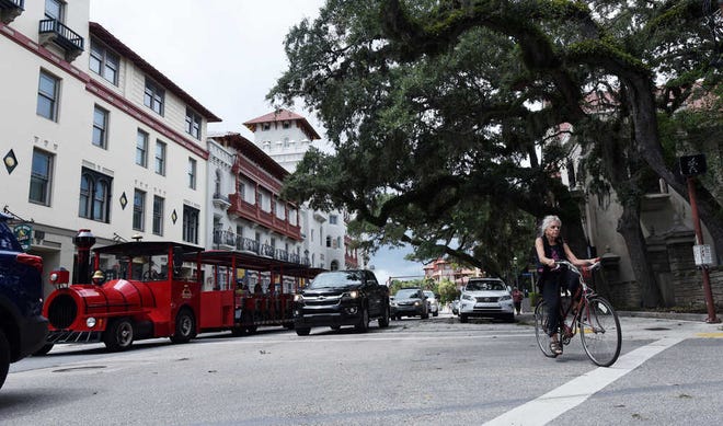 Mid-morning traffic is shown at King and St. George streets. St. Augustine's design and its traffic flow are at odds, a mobility consultant has reported.