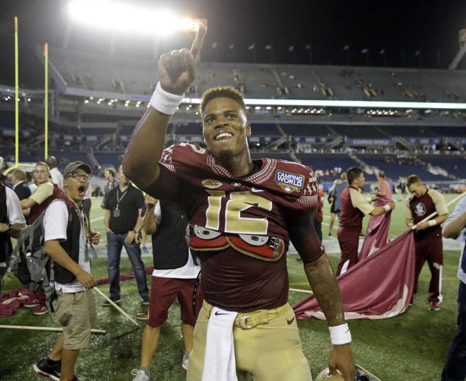 John Raoux Associated Press Florida State quarterback Deondre Francois points to cheering fans after the 45-34 victory over Ole Miss on Monday in Orlando.