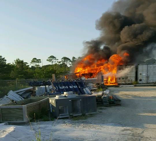 South Walton Fire District crews responded to a fire at a construction facility near Alys Beach early Tuesday night.