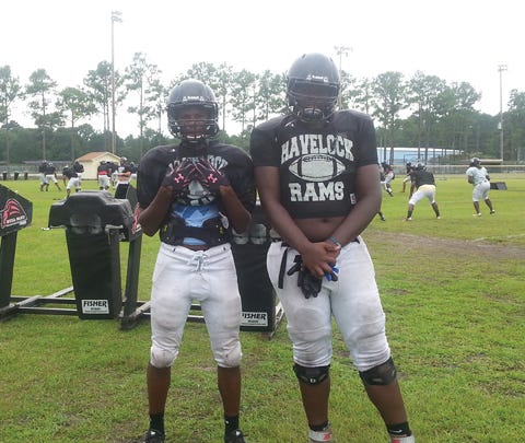 Brothers Welton Spottsville, left, and Will Spottsville transferred from near Atlanta and are fueling the Havelock Rams.