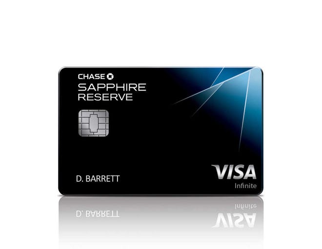 This photo provided by JPMorgan Chase shows a likeness of the bank's newest credit card, the Chase Sapphire Reserve Card. The card has become the hottest credit card on the market after being available only two weeks, to the point of running out of the metal cards used to make it. (JPMorgan Chase via AP)