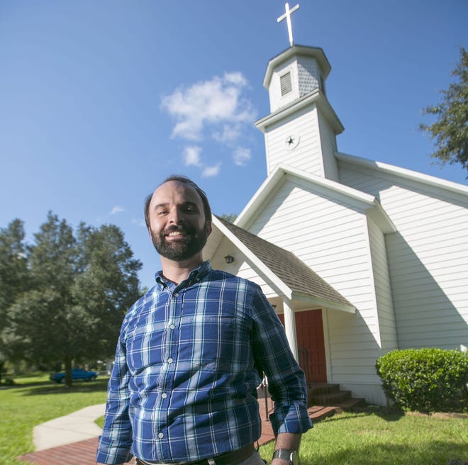 The Rev. Ryan Frack, seen Wednesday, Sept. 7, 2016, is the current pastor at the First United Methodist Church of Reddick, Florida, which will celebrate its 140th anniversary on Sunday.  Alan Youngblood / Ocala Star-Banner