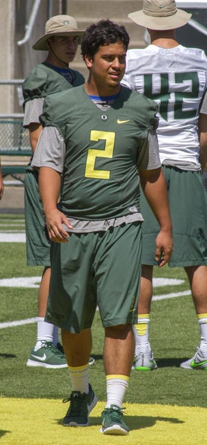 Matt Mariota (2), brother of Marcus, is forging his own path at Oregon. (Brian Davies/The Register-Guard)