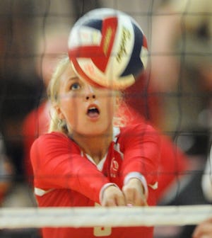 Barnstable's Ingrid Murphy recorded 27 kills, three aces and 11 digs in the Red Raiders' 3-1 win over Hopkinton on Monday in Hyannis

Ron Schloerb/Cape Cod Times file