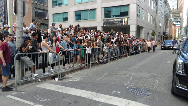 A crowd waits to catch a glimpse of Leo DiCaprio at the Toronto International Film Festival. (Ed Symkus)