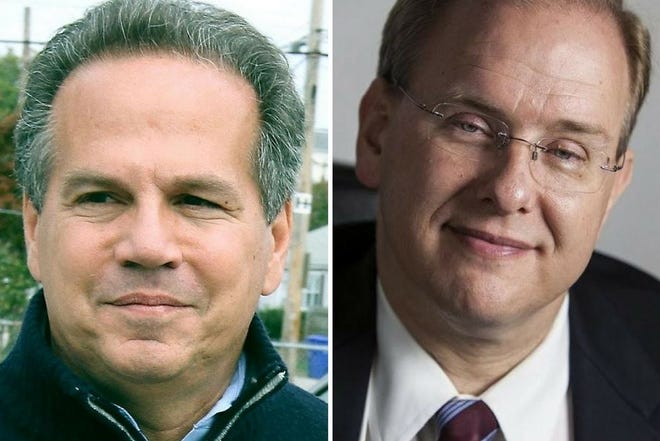 U.S. Reps David Cicilline, left, and James Langevin coasted to victories in Deomcratic primaries on Tuesday, Sept. 13, 2016.