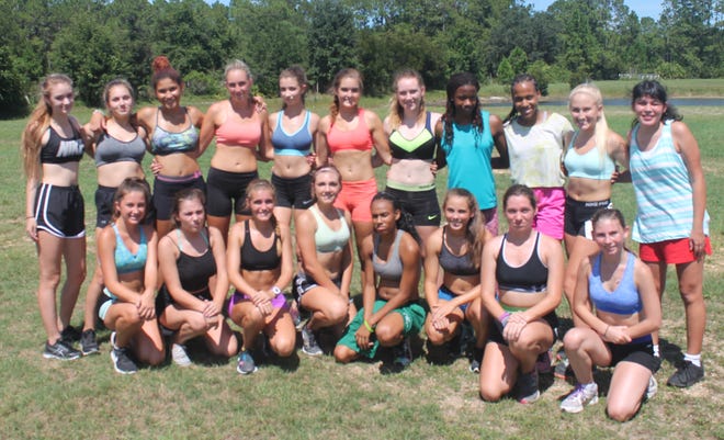 Flagler Palm Coast girls cross country team. The team placed 15th out of 29 teams at the Florida Horse Park Invitational, one place ahead of Matanzas at the meet. PHOTO PROVIDED