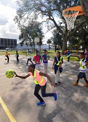 Bob.Mack@jacksonville.com Fifth-grade girls in Cori Weller's class at R.L. Brown Gifted and Talented Academy play basketball during recess, which some parents think is being squeezed out of some Duval County schools.