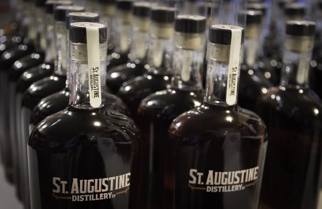 Bottles of the St. Augustine Distillery's bourbon sit waiting to boxed at the distillery in St. Augustine on Thursday, August 25, 2016. The bourbon went on sale on September 8.