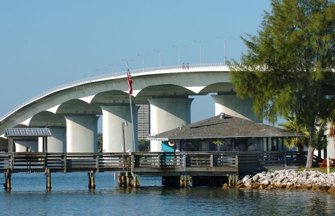 Hart’s Landing and a fishing pier below the Ringling Bridge can add variety and a peacefule interlude to a bridge walk. HERALD-TRIBUNE ARCHIVE / 2009