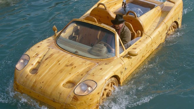 Livio De Marchi’s wooden art of a floating Ferrari.