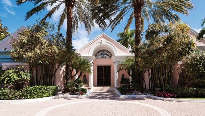 Just sold for a recroded $15.25 million, the house at 70 Blossom Way was built in 1987 at the corner of South Ocean Boulevard. Photo by Andy Frame, courtesy of Sotheby’s International Realty