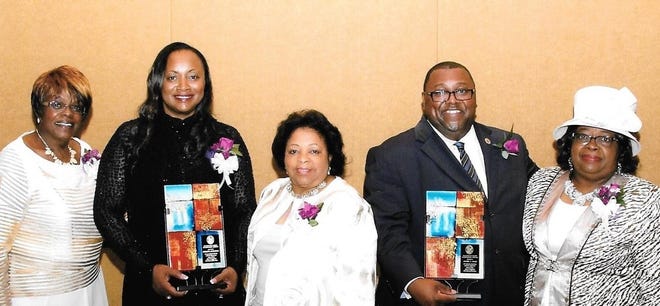 Pictured at the convention are award recipients. From left: Sharon Bridgeforth, national president, with Pat Houston, Laura Jamerson, Andre Vann and state president Jacqueline Hill. Submitted photo.