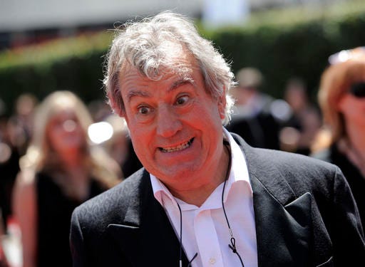 In this 2010 file photo, Terry Jones arrives at the Creative Arts Emmy Awards in Los Angeles. Jones, one of the founding members of comedy troupe Monty Python, has been diagnosed with dementia.