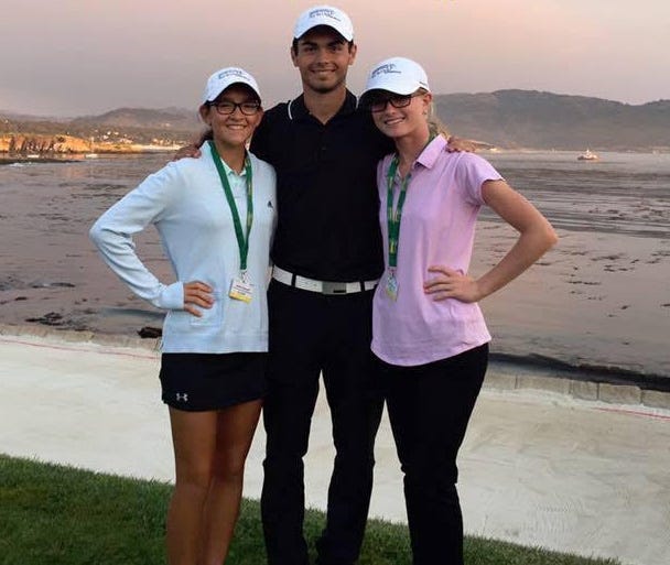 From left: Isabella Stepanek, Brandon Pozzie and Nicole Polivchak played in the Nature Valley First Tee Open at Pebble Beach, Cailf., an official PGA Tour Champions event. The three represented The First Tee of Sarasota/Manatee and joined 60 other golfers from The First Tee chapters at the tournament. COURTESY PHOTO
