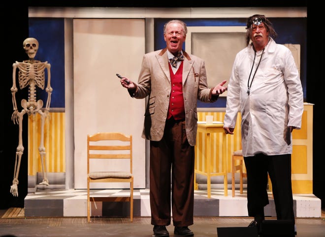 Ric Goodwin, left, and Neil Kasanofsky play a legendary comedy team recreating one of their classic routines in Neil Simon’s “The Sunshine Boys” at Venice Theatre. 

RENEE MCVETY PHOTO / VENICE THEATRE