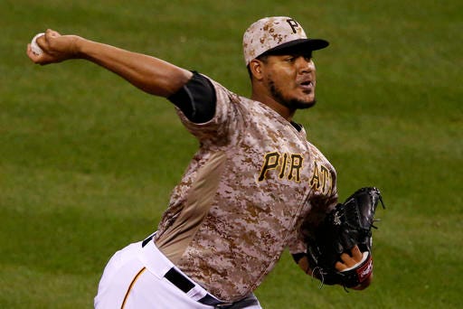 Pittsburgh Pirates starting pitcher Ivan Nova delivers in the first inning of a baseball game against the Chicago Cubs in Pittsburgh, Thursday, Sept. 29, 2016. (AP Photo/Gene J. Puskar)