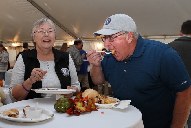The Tri-Town Chamber of Commerce is hosting its 9th annual Taste of Tri-Town food tasting event from 5 to 7 p.m. Oct. 4 at the Xfinity Center, 885 S. Main St., Mansfield to benefit food pantries. Above, Buddy and Wendy Juergens enjoying dinner at last year's event. 

Wicked Local Photo/Charlene A. McNeil