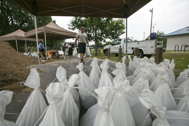 In this June 6 file photo, sandbags have been filled at the Martin Luther King Jr. Recreation are in Ocala. Sandbags will be available again ahead of Hurricane Matthew. (File photo)