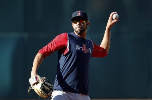 Boston Red Sox pitcher David Price throws during practice in Cleveland on Wednesday. AP PHOTO/PAUL SANCYA
