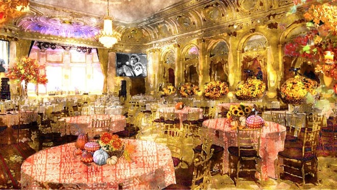 The decor for the Joe Namath event in New York this month. Rendering by Bridget Vizoso.