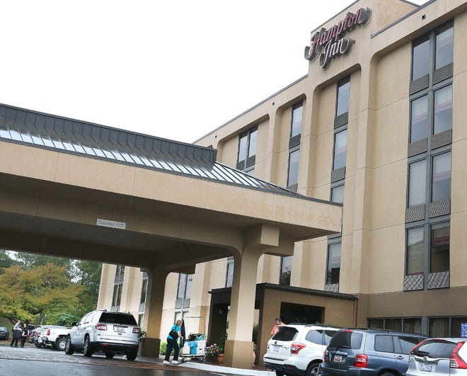 The Hampton Inn on Aberdeen Blvd. in Gastonia is was at maximum capacity Friday with their normal amount of guests as well as some people coming inland from coastal areas to avoid Hurricane Matthew. JOHN CLARK/THE GAZETTE