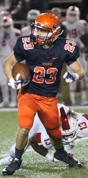 Hope's Kirk Gibson made four tackles and an interception in last week's loss to Olivet.



Chris Zadorozny / Sentinel Staff