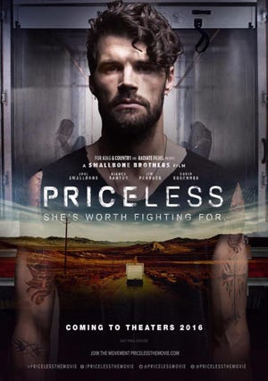 An image of Joel Smallbone, of For King & Country, is featured on a poster promoting the faith-themed movie "Priceless," in which he stars. [Image provided]