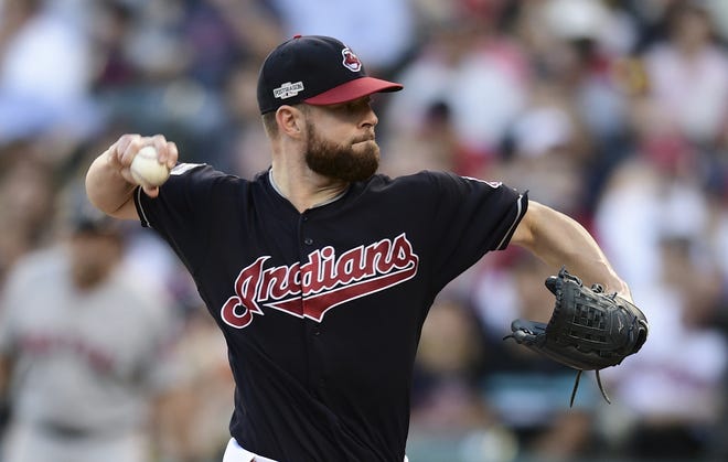Indians starter Corey Kluber held the Boston Red Sox to three hits in seven-plus innings Friday. Kluber hadn't pitched since straining his quadriceps Sept. 26, the day Cleveland clinched the AL Central title. The Associated Press