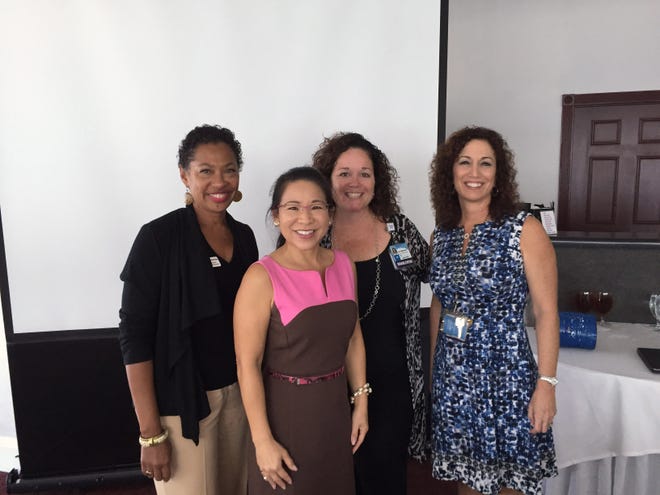 Pictured from left: Linda Poteat-Brown, director of human resources at Easter Seals Southwest Florida and a guest at Rotary Club; Lee-En Chung, Rotarian and consulting engineer in construction with Ivy Ventures; Laura Magnusson, director of rehabilitation services at Sarasota Memorial Health Care System; and Maria DeCarlo, vice president of Post-Acute/Rehabilitation Services at Sarasota Memorial Health Care System. 

PHOTO PROVIDED BY LEE-EN CHUNG