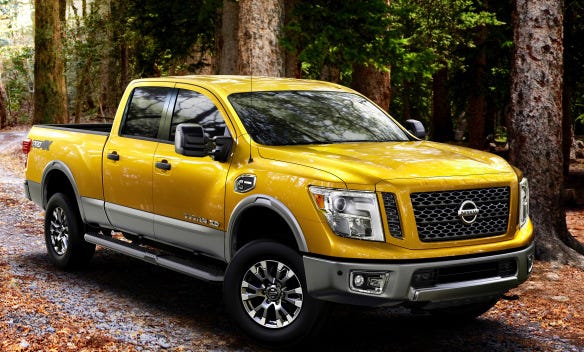 The all-new Nissan Titan XD crew-cab pickup debuted this year with a 5.0-liter Cummins turbodiesel engine; for 2017 a 5.6-liter gas V-8 joins the lineup. Other choices include RWD or selectable, dual-range 4WD, five trim levels and a long list of safety, utility, convenience and luxury features and options. Prices range from $36,000 to $60,000-plus. (Nissan)