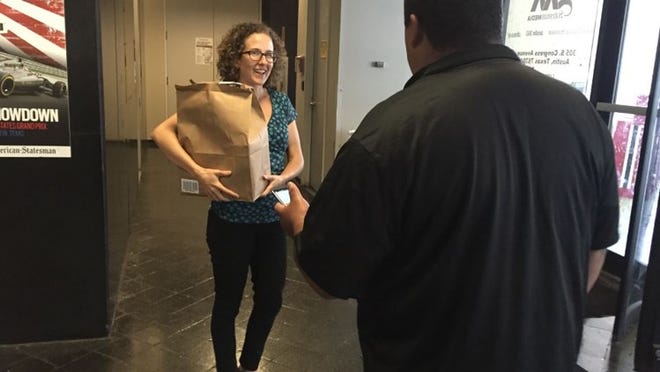 To test out Amazon Prime’s new Now delivery service, I ordered a handful of grocery items through the app and had them delivered to the Statesman office. I paid $7.99 for the one-hour service, plus a $5 tip, and the products were here in 35 minutes. Photo by Deborah Sengupta-Stith.