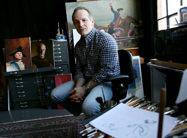 Artist Mike Wimmer talks about his artwork in his studio in Oklahoma CIty, on Wednesday, September 1, 2010. Photo by John Clanton, The Oklahoman Archives