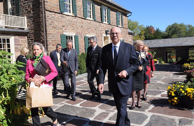 Former Secretary of State Colin Powell following his tour of the Pearl S. Buck house in Hilltown on Friday, Oct. 14, 2016.