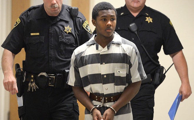Derrys Sanders Jr., 15, on Friday received a sentence of 35 years to life in prison for the 2015 fatal shooting of 18-year-old Jacob Pushinsky in Erie. FILE PHOTO JACK HANRAHAN/