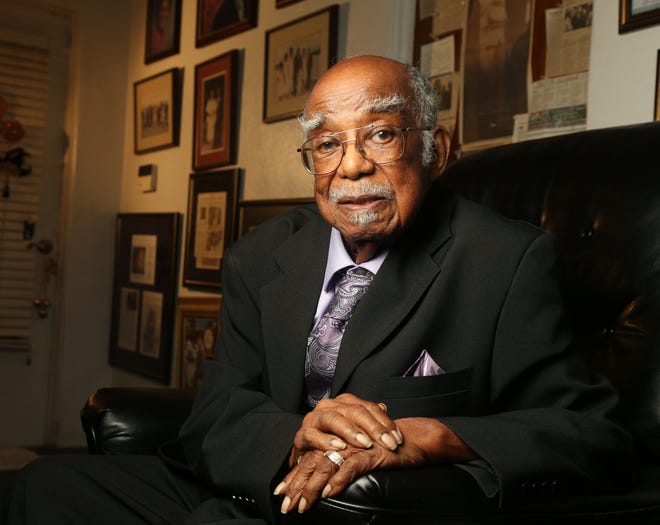 Jimmy Huger gets ready to celebrate his 100th birthday in 2014. Huger, a community and civil rights activist, his entire life, died Friday night at the age of 101. News-Journal file/Nigel Cook