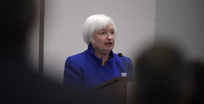 Federal Reserve Chair Janet Yellen during an address at the Federal Reserve Bank of Boston in Boston on Friday. ASSOCIATED PRESS/CHARLES KRUPA