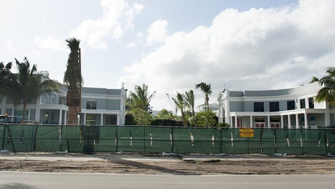 Work on the Royal Poinciana Plaza continues Thursday.