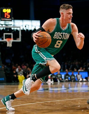 Jonas Jerebko drives to the basket during a preseason game against the Brooklyn Nets on Oct. 13.