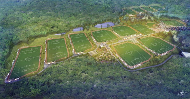 Athletic fields can be seen in this rendering of the sports park on the east end of Panama City Beach. The county commission approved a land-use amendment for the project Tuesday. SPECIAL TO THE NEWS HERALD