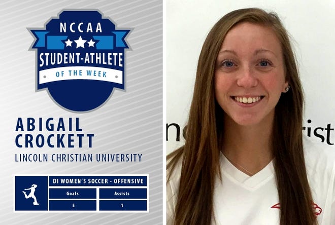 Lincoln Christian University sophomore Abigail Crockett was named an NCCAA Student of the Week. Photo courtesy NCCAA.
