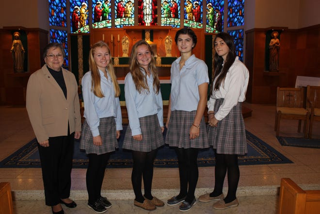 Submitted photo

Assistant Principal of Academics Kathleen Ruginis with commended students, Victoria Pajak, Emily Brigham, Francesca Marini and Sarah Hamel. Hamel is from Acushnet.