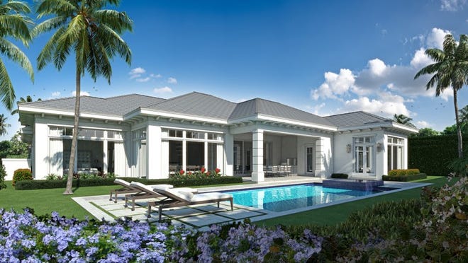 Exterior with heated pool/spa, summer kitchen and tropical landscape package.