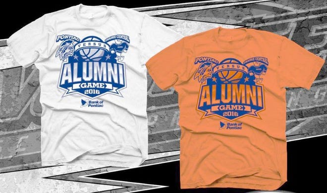 These commemorative t-shirts will be the jerseys worn by alumni players during the Pontiac vs. Prairie Central alumni basketball game on Nov. 18.