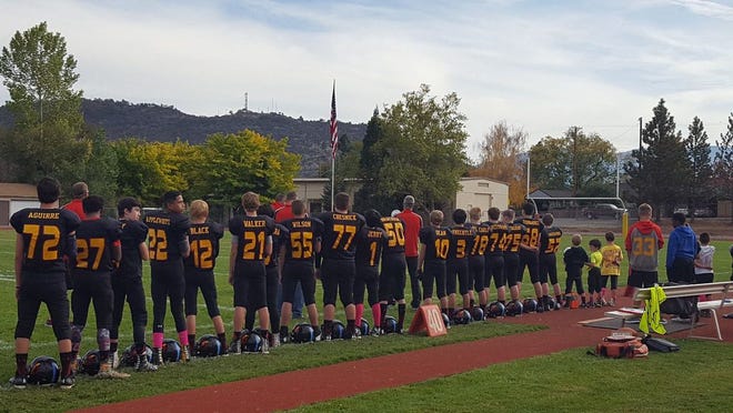 The Yreka Chargers Midget squad, above, is hosting a first round playoff game on Saturday at Miner Stadium.                                   Submitted photo