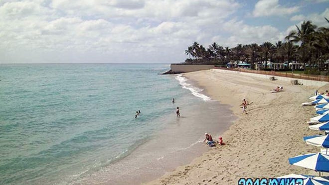 The Breakers looking south toward swim area in April 2016. Photo courtesy Town of Palm Beach.