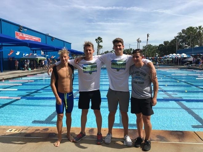 DeLand's 200 and 400 freestyle relay

teams of Kyle Youngquist, Jay Scharlach, Elijah Wheeler and Jacob Morgan qualified for state. COURTESY PHOTO