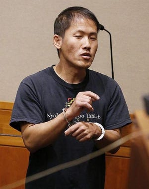 Andy Thao, 44, at his arraignment in Brockton District Court in Massachusetts on a charge of raping a student at Brockton High School.