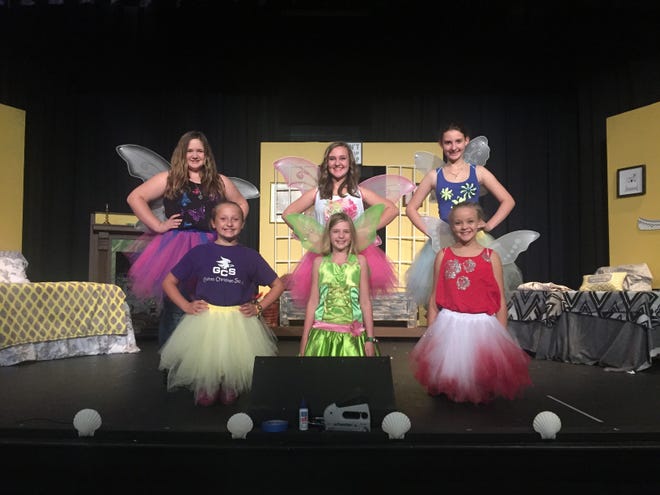 The fairies of Neverland are (back row, from left) Annalee Sibley, Anna Grace Jones, and Eliza Bradley. In the front row, from left: Sadie Forbes, Mackenzie Bridges, and Emily Jones. Photo courtesy of Nikki Wood.